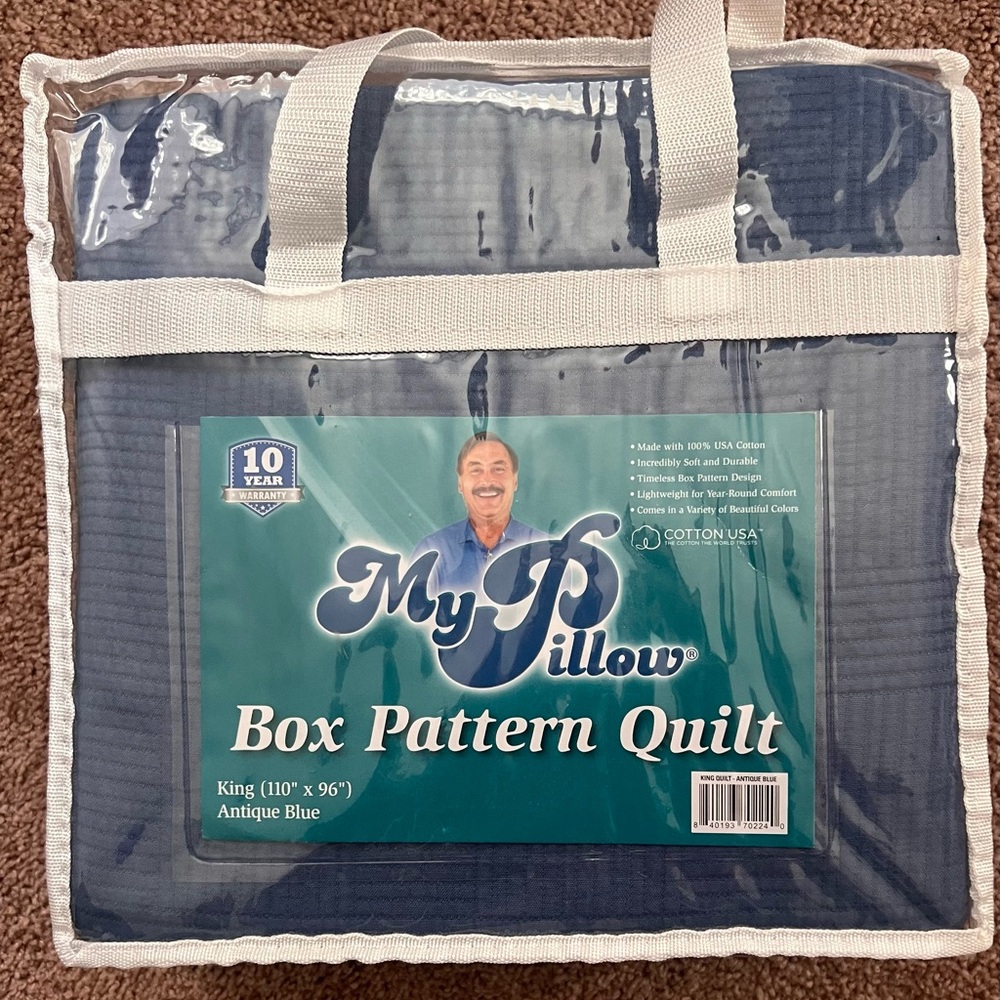 My Pillow Brand Box Quilt Comforter in King Size